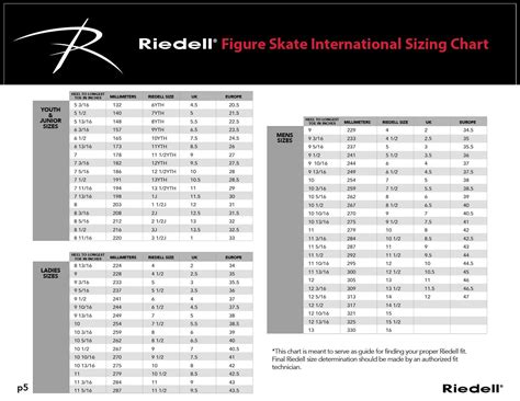 Riedell Sizing Chart