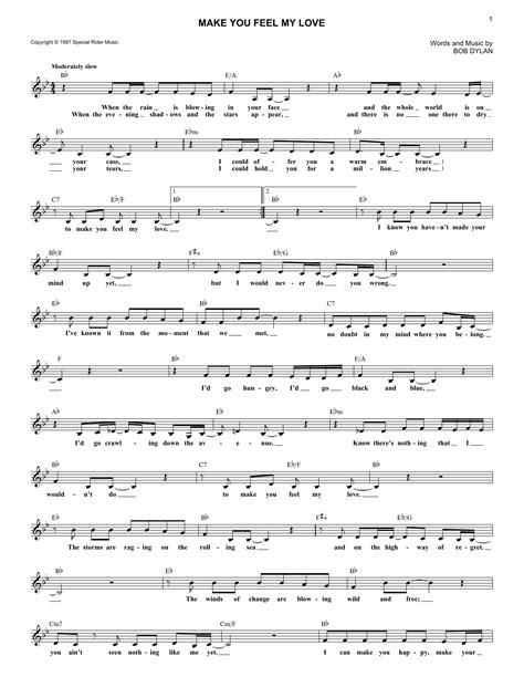 Bob Dylan "Make You Feel My Love" Sheet Music Notes | Download ...