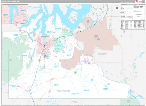 Thurston County, WA Wall Map Premium Style by MarketMAPS - MapSales