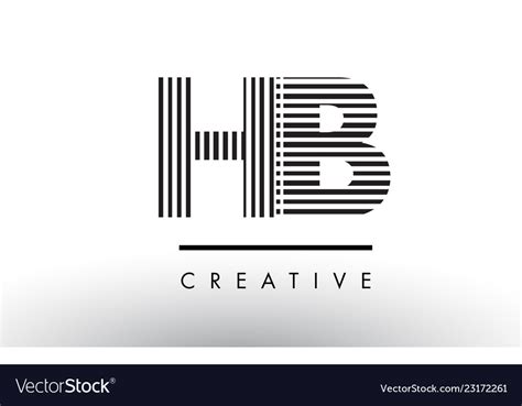 Hb h b black and white lines letter logo design Vector Image