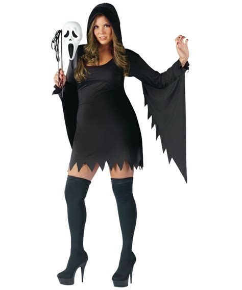 Ghost Scream Face Adult Costume Plus Size - Women Ghost Costumes