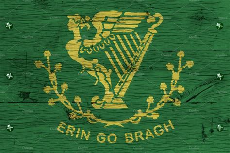 Erin Go Bragh flag painted old oak wood fastened | Background Stock Photos ~ Creative Market