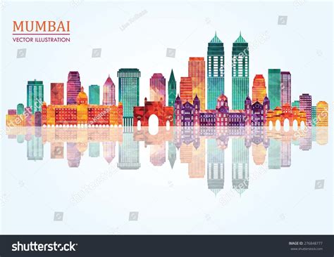 Mumbai Skyline Silhouette Vector Illustration Stock Vector (Royalty Free) 276848777