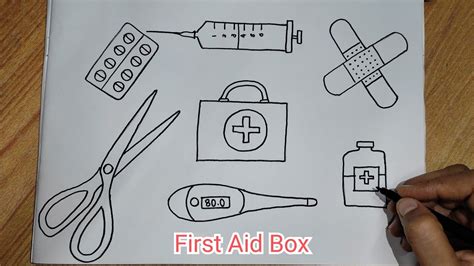 First Aid Box Contents Drawing