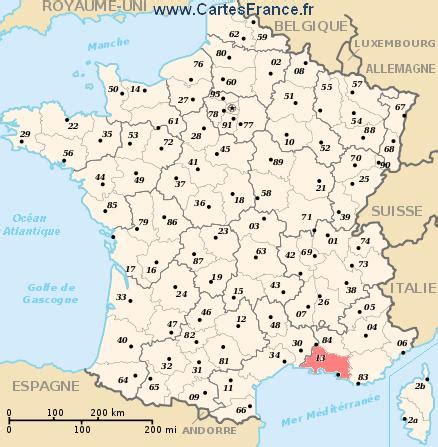 BOUCHES-DU-RHONE : map, cities and data of the departement of Bouches-du-Rhône 13