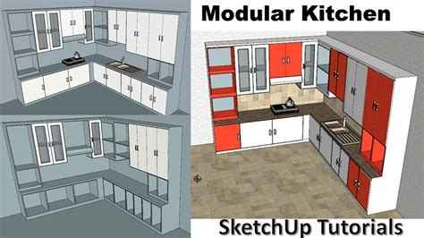 How To Make Modular Kitchen SketchUp | Interior design Kitchen SketchUp ...