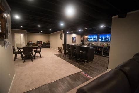 Black Painted Ceiling vs White Painted Ceiling - Finished Basements Plus | Black basement ...