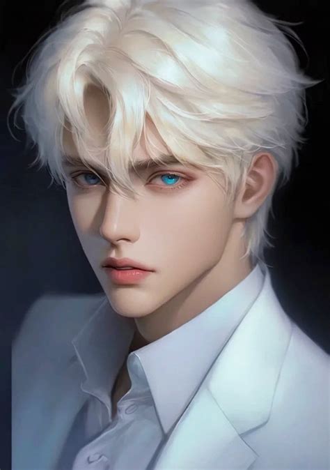 a man with blonde hair and blue eyes wearing a white suit, shirt and tie