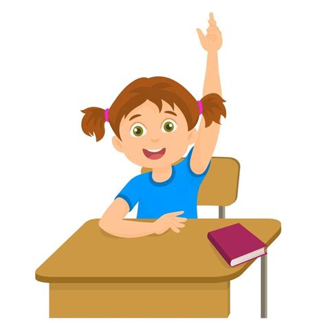 Student girl raises her hand to answer a question at school 3546370 ...