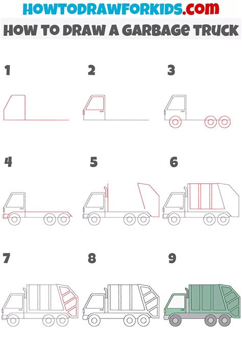 How to Draw a Garbage Truck - Easy Drawing Tutorial For Kids | Garbage ...