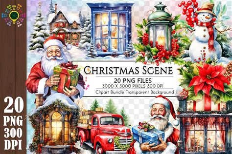 Watercolor Christmas Scenes Clipart Graphic by MICON DESIGNS · Creative Fabrica