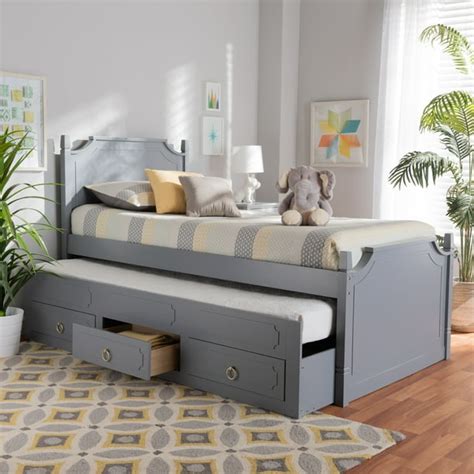 Baxton Studio Mariana Traditional Transitional Grey Finished Wood Twin Size 3-Drawer Storage Bed ...