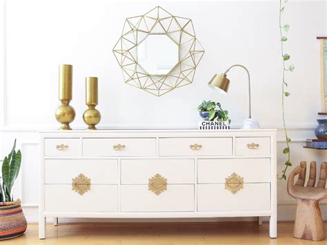 S.C. Coleman Vintage White Dresser with Gold Handles #321 | Vintage white dresser, White dresser ...