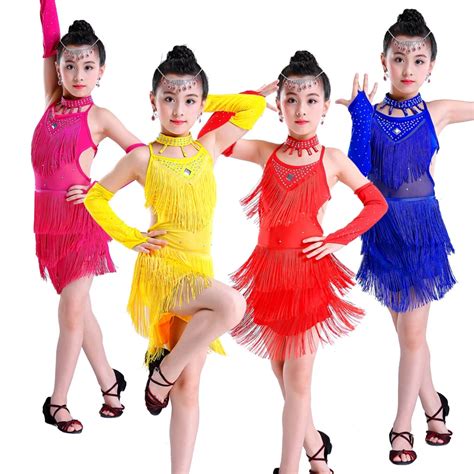 Latin Dance Costumes Children Kids Performance Competition Dress ...