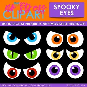 Halloween Spooky Eyes Clip Art (Digital Use Ok!) | TPT