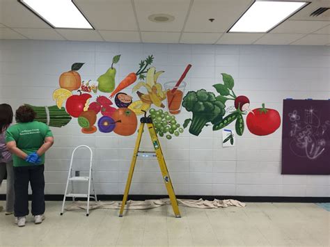 Helped paint a mural in an elementary school cafeteria | School cafeteria decorations, School ...