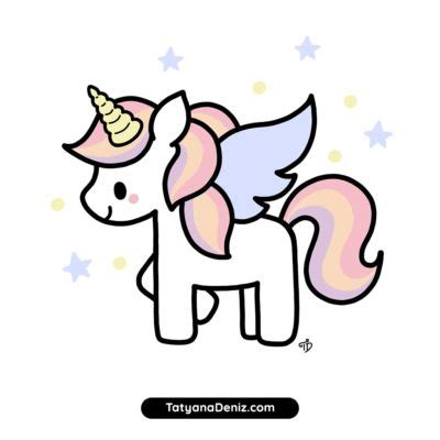 How to draw cute and easy kawaii unicorn step-by-step | Unicorn drawing, Cute drawings, Easy ...