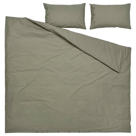 KRÅKRISMOTT duvet cover and pillowcase(s), light green, Full/Queen (Double/Queen) - IKEA