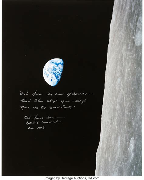 Frank Borman Signed Large Apollo 8 "Earthrise" Color Photo with | Lot ...