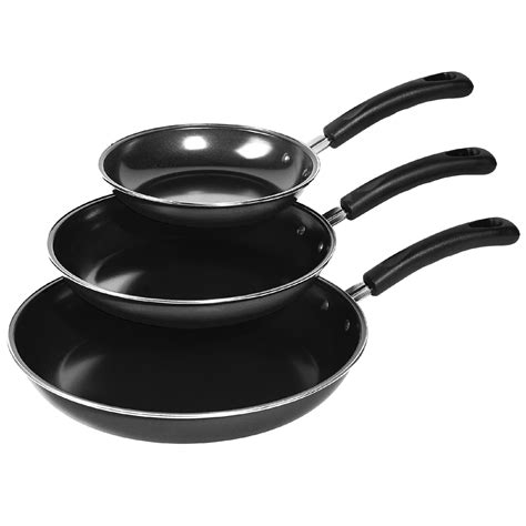 Essential Home 3 Piece Non-Stick Fry Pan Set