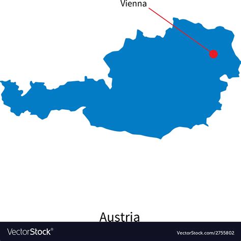 Detailed map of Austria and capital city Vienna Vector Image