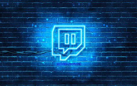 Twitch blue logo blue brickwall, Twitch logo, social networks, Twitch neon logo, HD wallpaper ...