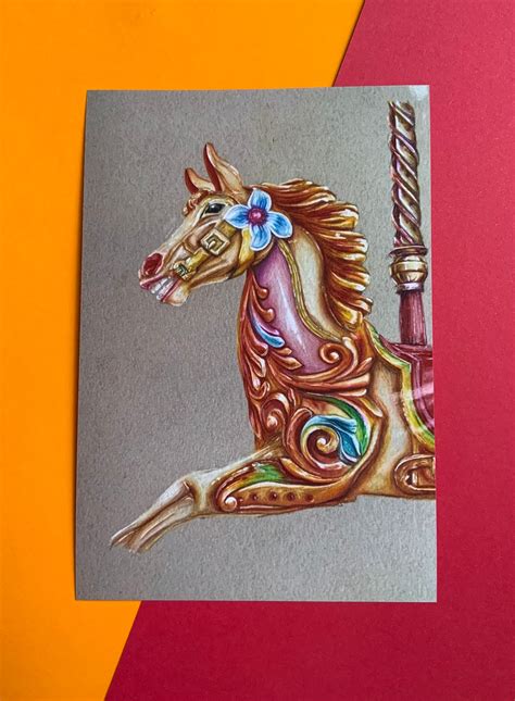 Carousel Horse Art Print Traditional Art Print Fairground - Etsy