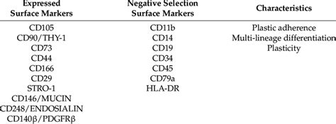 Canonical surface markers used to identify mesenchymal stem/stromal... | Download Scientific Diagram