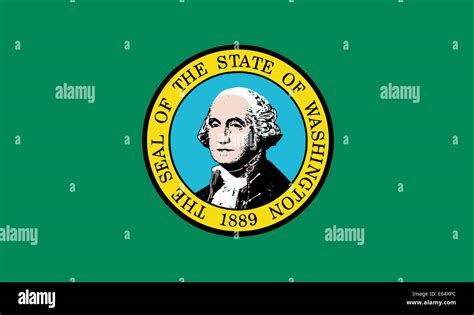 The flag of the state of Washington with the Washington State Seal motif Stock Photo - Alamy