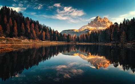 Dolomiti Italy Autumn Lago Antorno Landscape Photography Desktop Hd Wallpaper For Pc Tablet And ...