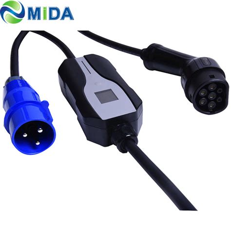 32A 7.2KW IEC 62196-2 Type 2 Adjustable EV Charger with Blue CEE Plug ...