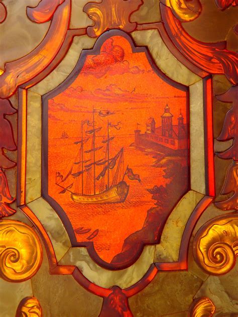 THE AMBER ROOM~ ENGRAVED AMBER PANEL WITH MARITIME SCENE~ CATHERINE ...