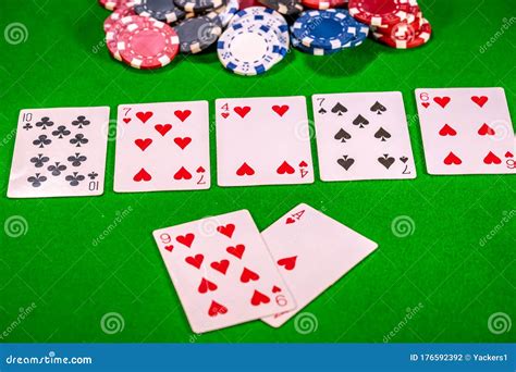 Flush Winning Hand in a Poker Game Stock Photo - Image of leisure ...