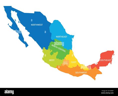 Colorful political map of Mexico. Administrative divisions - regions ...