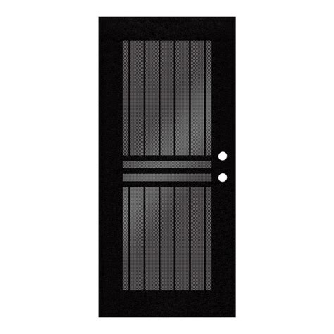 Unique Home Designs 32 in. x 80 in. Plain Bar Black Left-Hand Surface Mount Aluminum Security ...