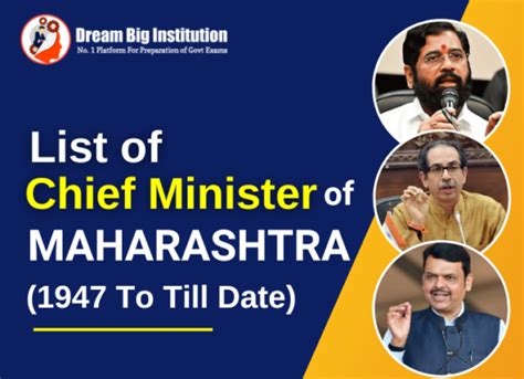 List Of Chief Ministers Of Maharashtra 1947 To 2024 - Dream Big Institution