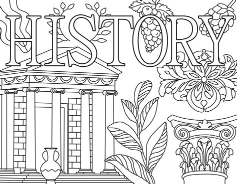 History. Ancient Greece Coloring page. Hand illustrations, Athens ...