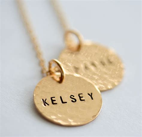 Personalized Hammered Gold Filled Pendants and Necklace 5/8