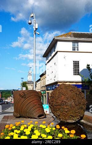 CHARD, UK - JUNE 22, 2023 - Red telephone box turned into a bookstore along the High Street ...