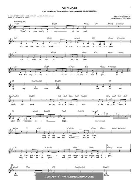 Only Hope (Mandy Moore) by J. Foreman - sheet music on MusicaNeo