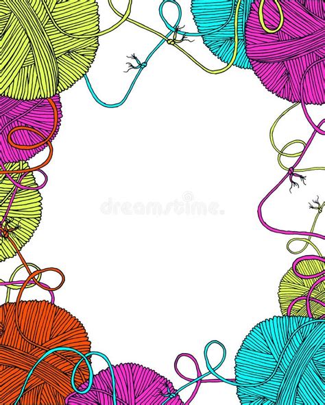 Vector Yarn Balls Decorative Frame Stock Vector - Illustration of fashion, concept: 108270719