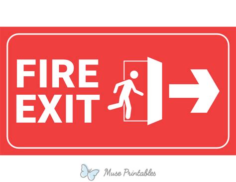 Printable Red Right Arrow Fire Exit Sign