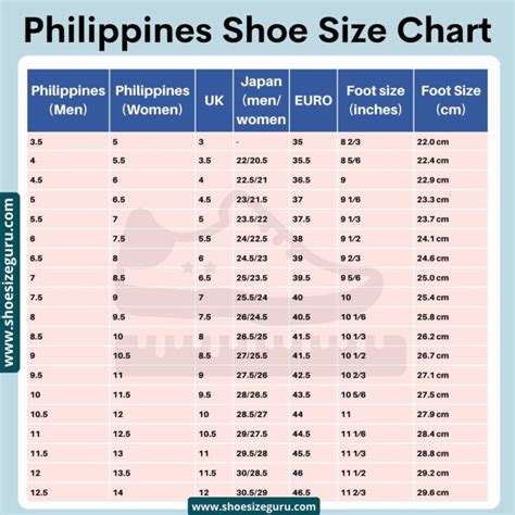 Philippines Shoe Size Conversion Chart » US | UK | EURO