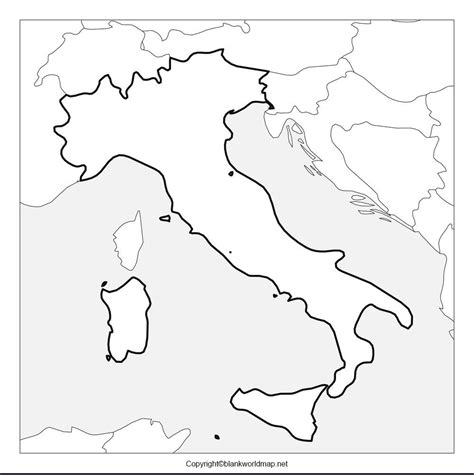 Printable Blank Italy Map with Outline, Transparent Map | Italy map ...