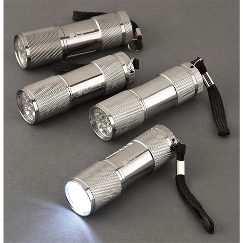 4 - Pk. of 9 - LED Tactical Flashlights, Gunmetal - 175712, Flashlights ...