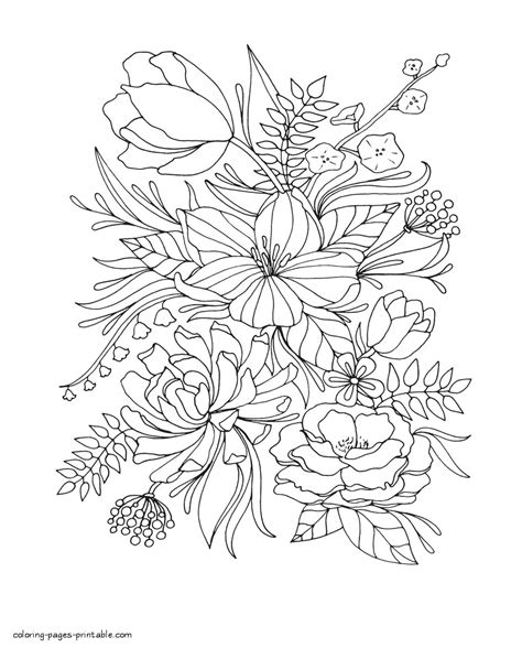 Realistic Flower Coloring Pages for Adults