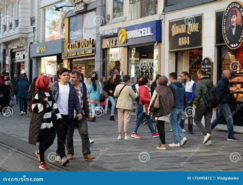 People Walking on Istiklal Street in Istanbul, Turkey. it is the Most Famous Street in Istanbul ...