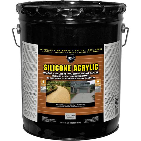 Dyco Silicone Acrylic 5 gal. 6560 Pearl Grey Exterior Opaque Concrete Waterproofing Sealer ...