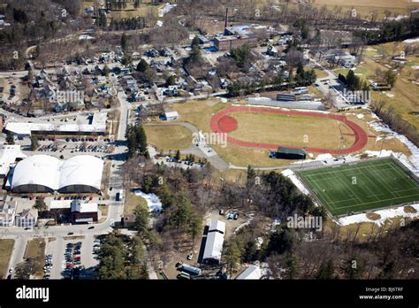 Aerial view of Williams College campus showing field house, playing ...