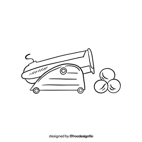 Pirate cannon with balls black and white clipart vector free download